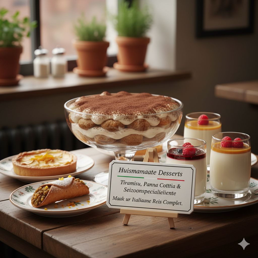 Huisgemaakte Italiaanse desserts zoals Tiramisu